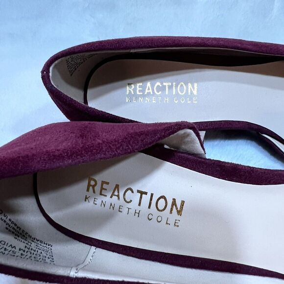 Kenneth Cole Reaction Wine Red Faux Suede Heels Wedge New Women’s Sz 6.5 - Picture 12 of 13